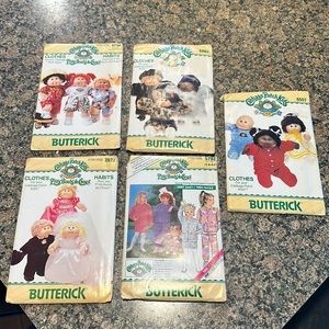 Lot of 5 Butterick Cabbage Patch Kids clothing sewing patterns. Unused